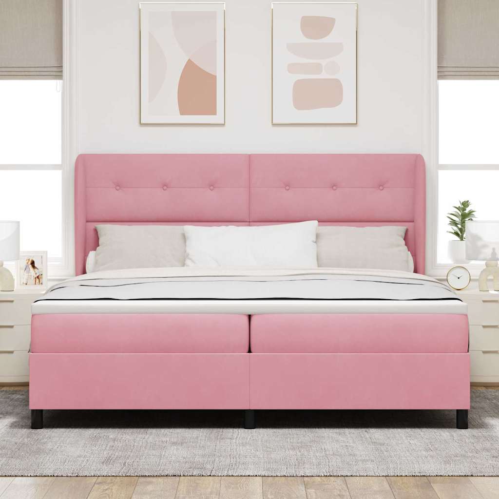 Boxspringbed met matras Roze 200 x 200 cm Fluweel is nu te koop bij PeponiXL, paradijselijk wonen!