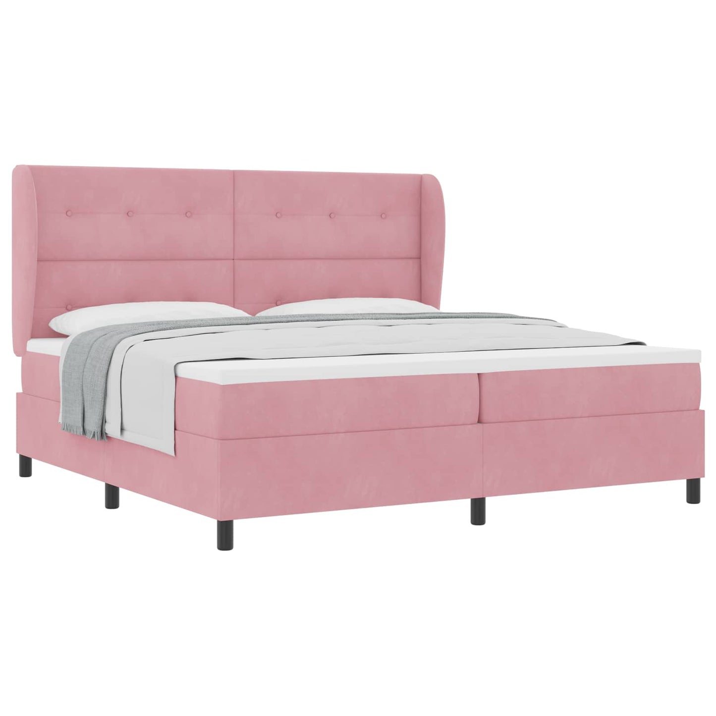 Boxspringbed met matras Roze 200 x 200 cm Fluweel is nu te koop bij PeponiXL, paradijselijk wonen!