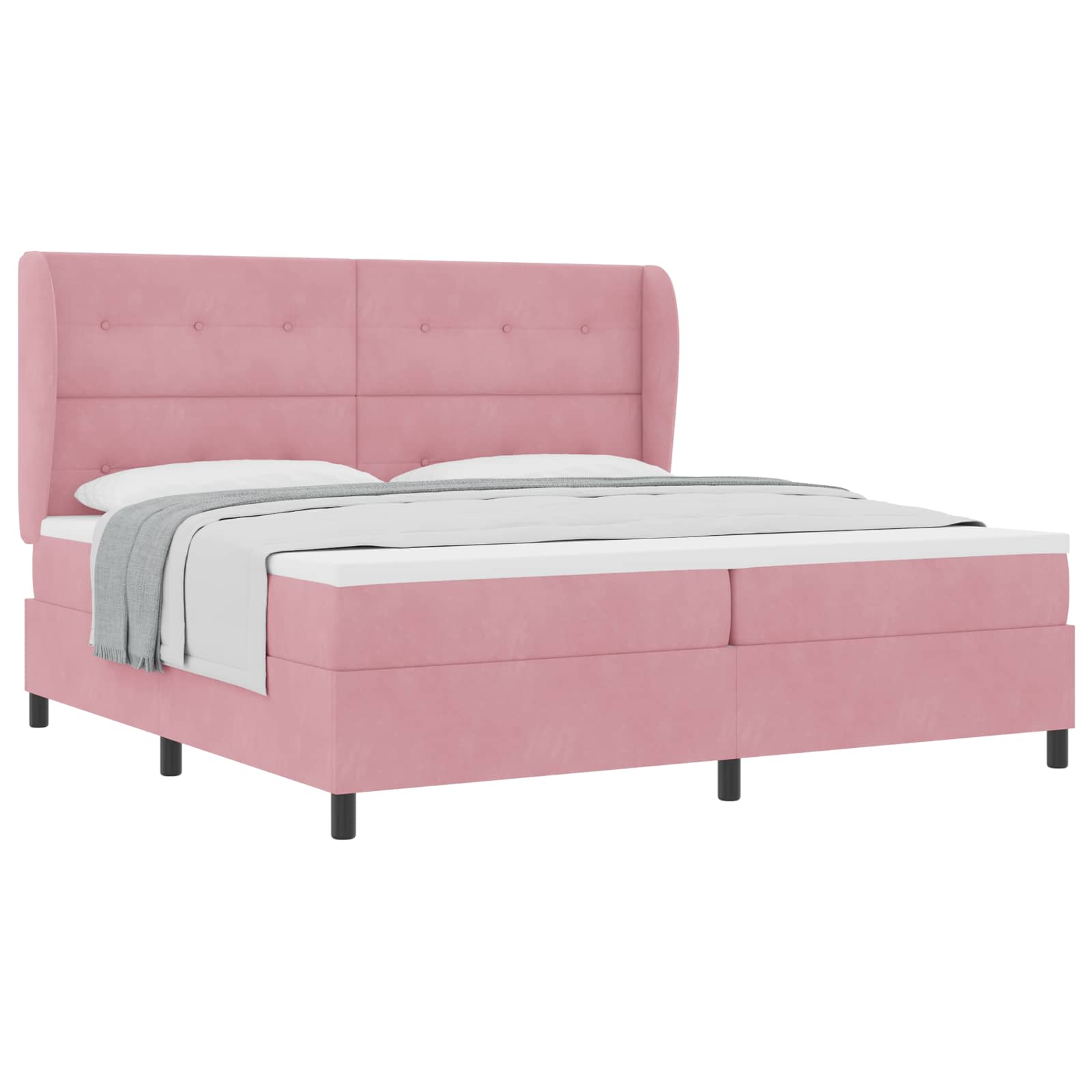 Boxspringbed met matras Roze 200 x 200 cm Fluweel is nu te koop bij PeponiXL, paradijselijk wonen!