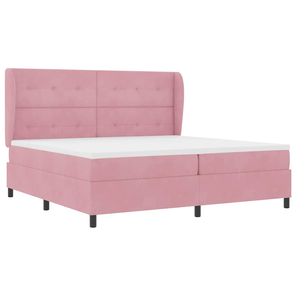 Boxspringbed met matras Roze 200 x 200 cm Fluweel is nu te koop bij PeponiXL, paradijselijk wonen!