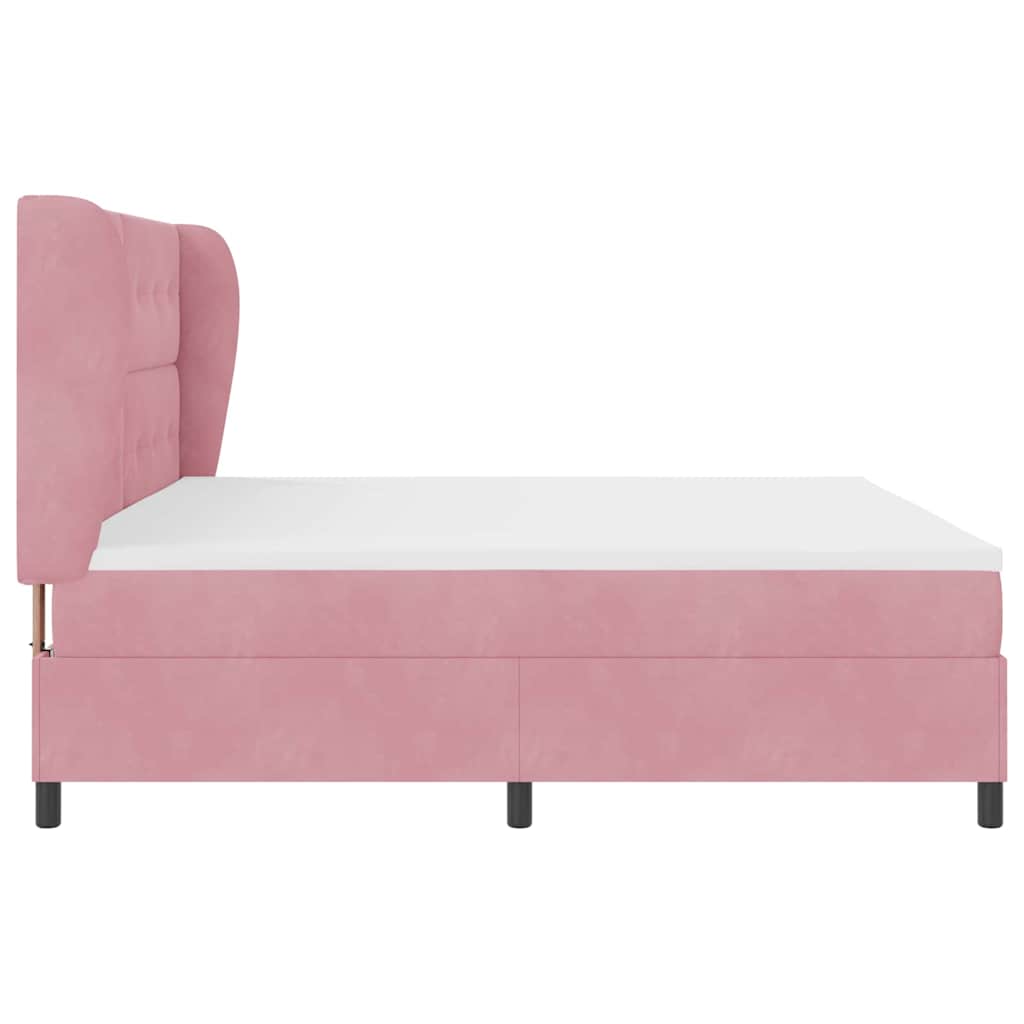 Boxspringbed met matras Roze 200 x 200 cm Fluweel is nu te koop bij PeponiXL, paradijselijk wonen!