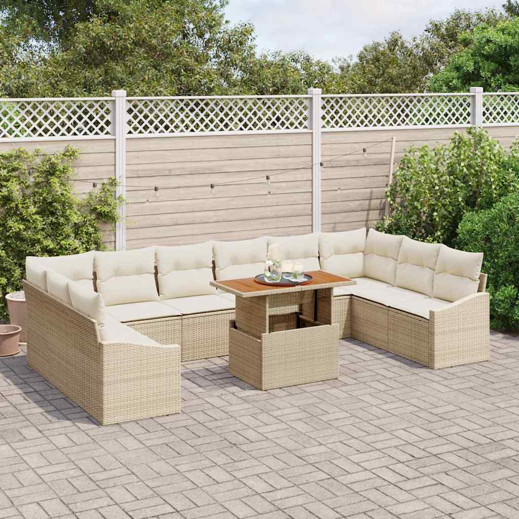 Tuin Eetset met kussen 11 pcs Beige en Crème is nu te koop bij PeponiXL, paradijselijk wonen!