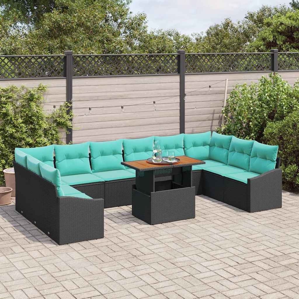 Tuinbankenset 11 st 10-Aantal zitplaatsen Zwart en Teal is nu te koop bij PeponiXL, paradijselijk wonen!