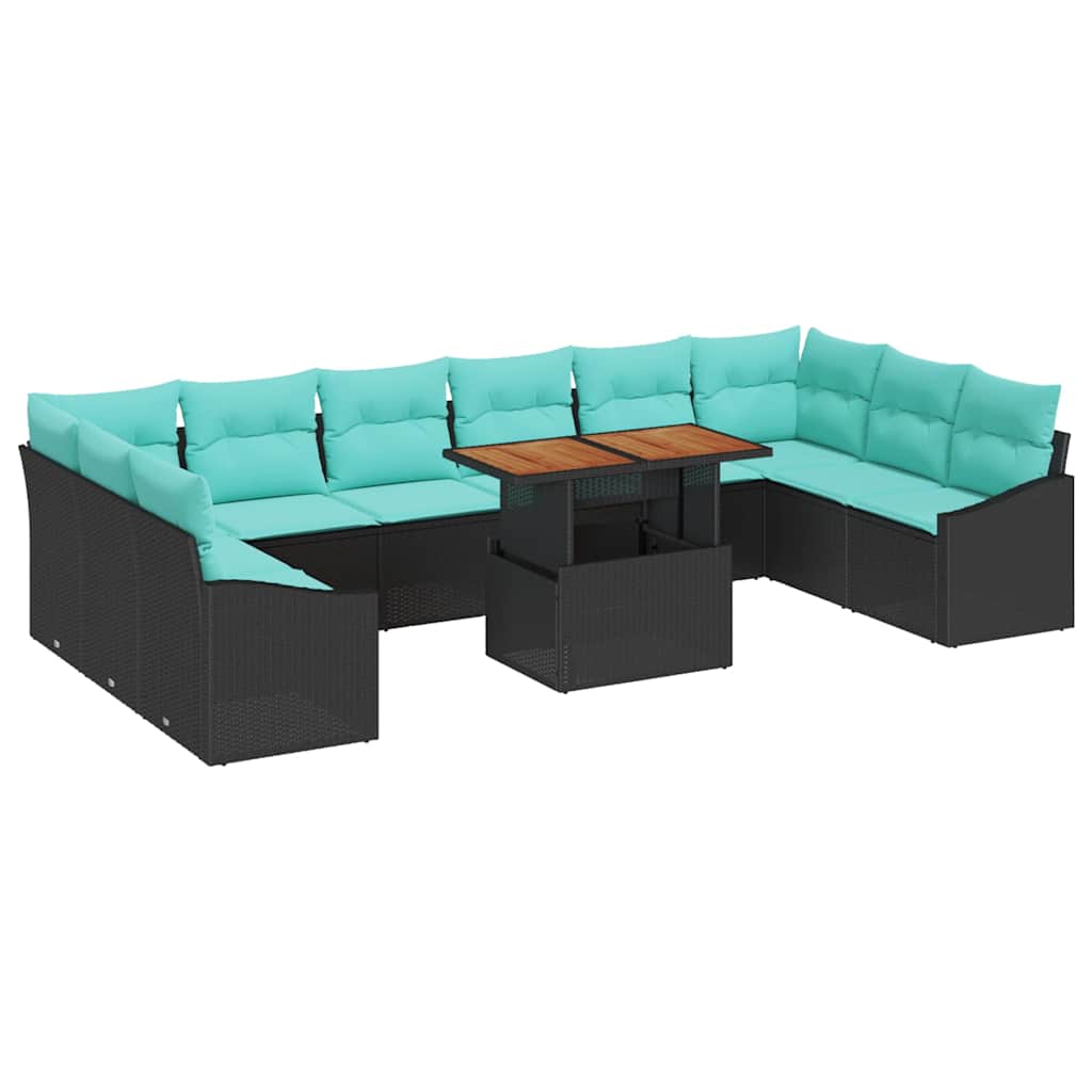 Tuinbankenset 11 st 10-Aantal zitplaatsen Zwart en Teal is nu te koop bij PeponiXL, paradijselijk wonen!