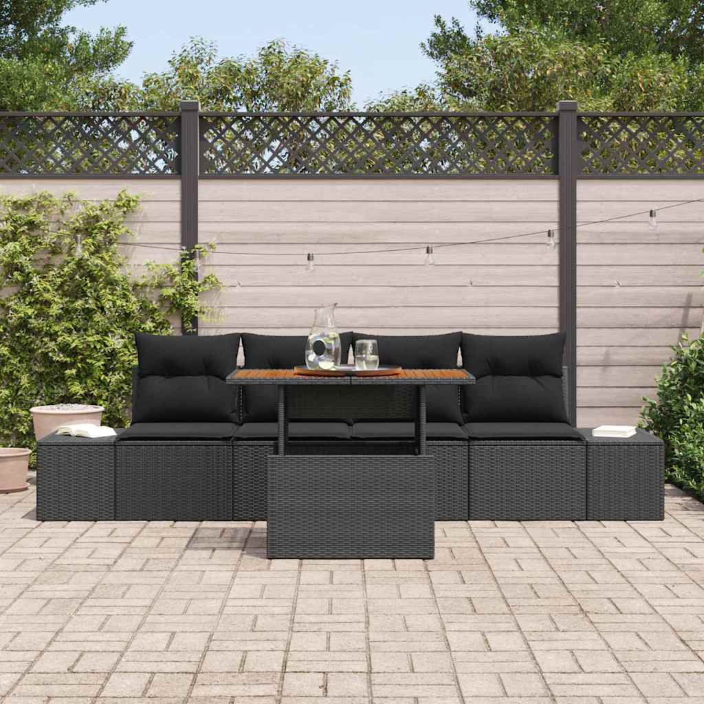 Tuin Eetset met kussen 5 pcs Zwart en Bruin is nu te koop bij PeponiXL, paradijselijk wonen!