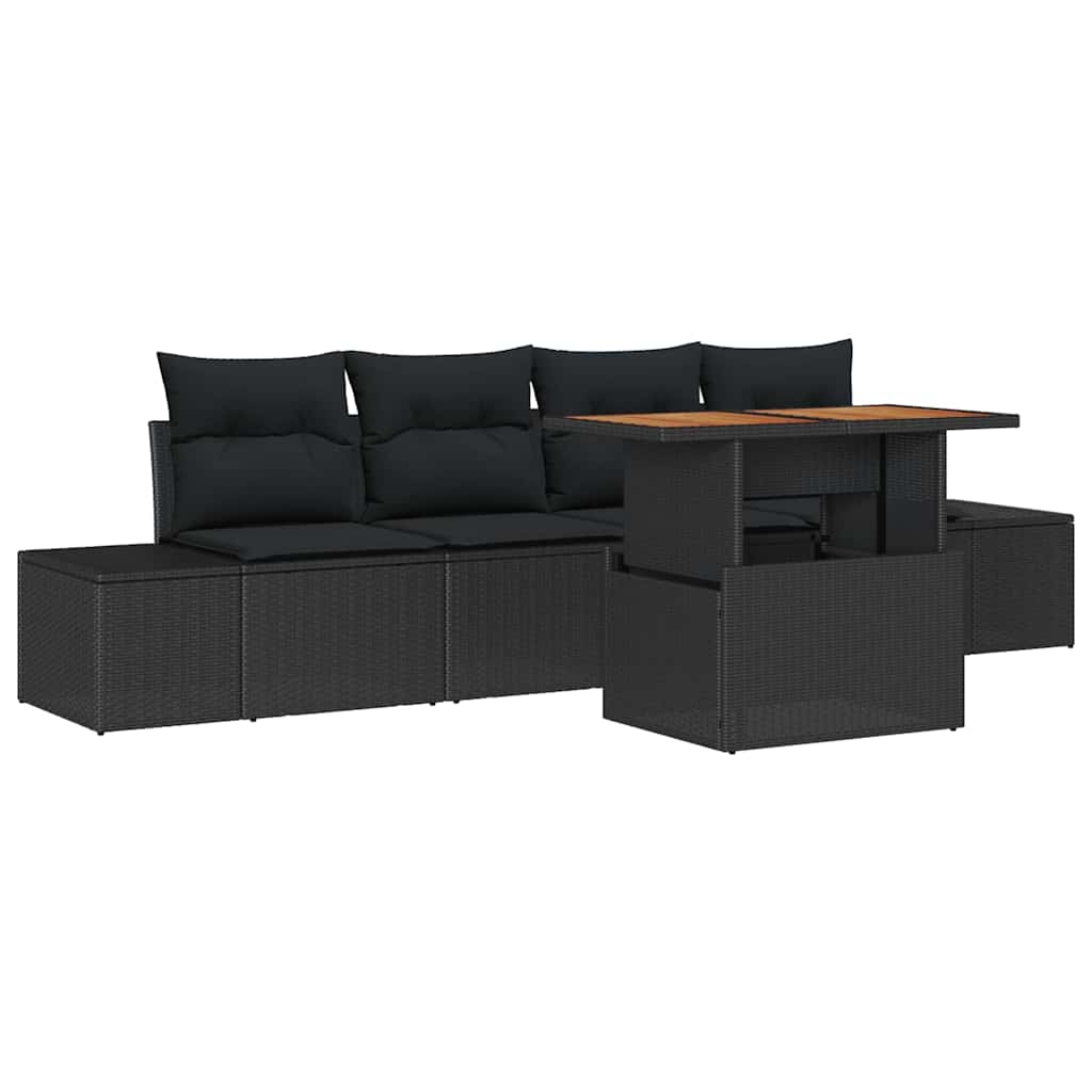 Tuin Eetset met kussen 5 pcs Zwart en Bruin is nu te koop bij PeponiXL, paradijselijk wonen!