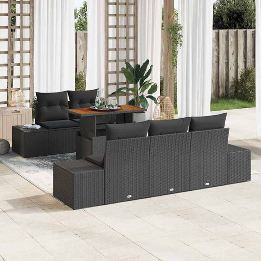 Tuin Eetset met kussen 6 pcs Zwart en Bruin is nu te koop bij PeponiXL, paradijselijk wonen!