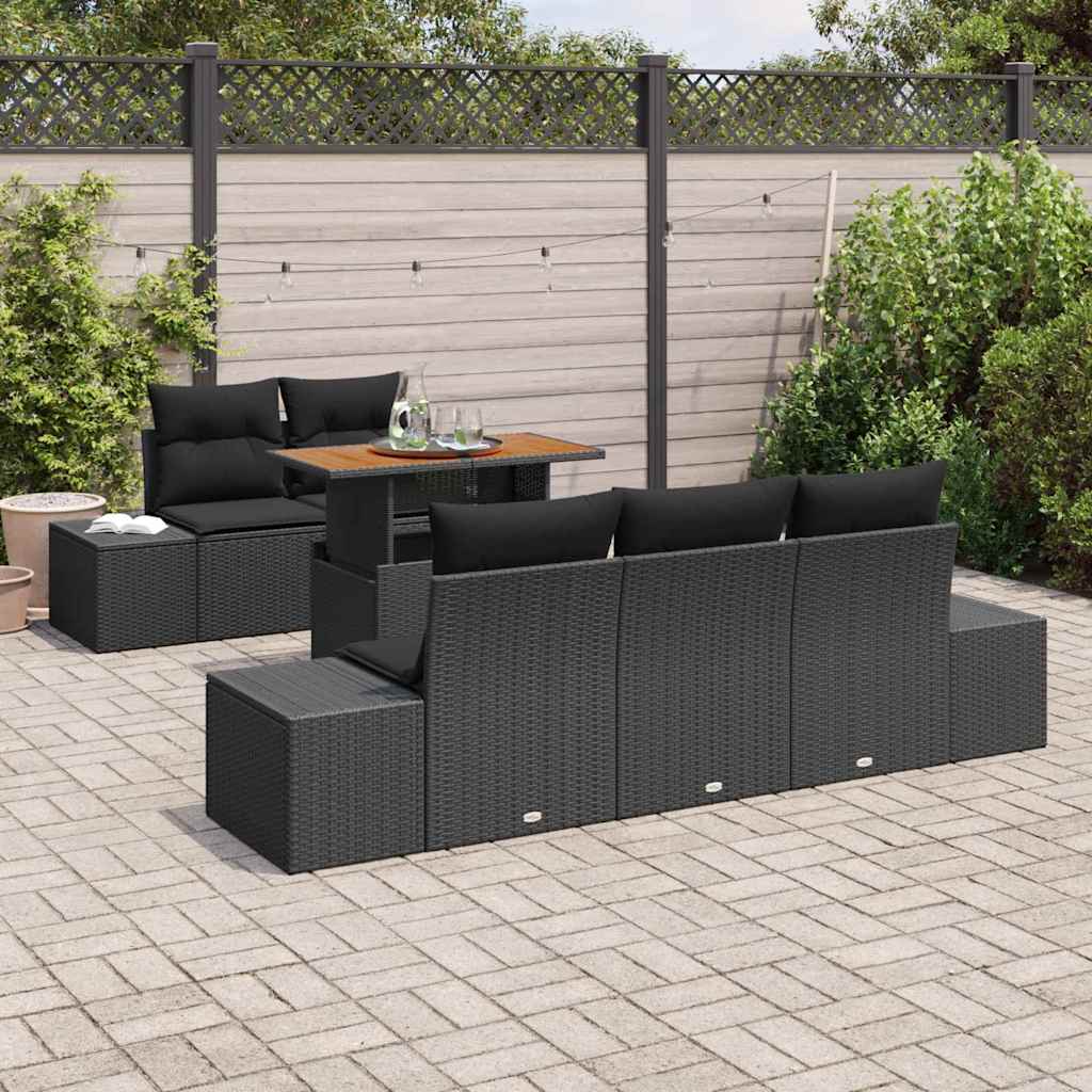 Tuin Eetset met kussen 6 pcs Zwart en Bruin is nu te koop bij PeponiXL, paradijselijk wonen!