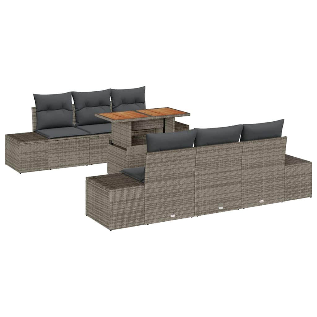 Tuin Eetset met kussen 7 pcs Grijs en Bruin is nu te koop bij PeponiXL, paradijselijk wonen!