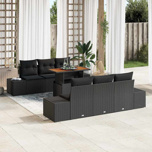 Tuin Eetset met kussen 7 pcs Zwart en Bruin is nu te koop bij PeponiXL, paradijselijk wonen!