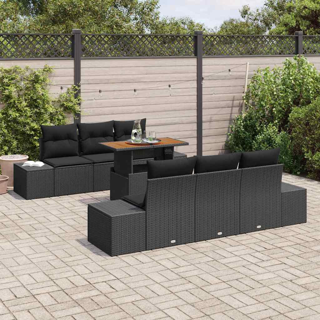 Tuin Eetset met kussen 7 pcs Zwart en Bruin is nu te koop bij PeponiXL, paradijselijk wonen!