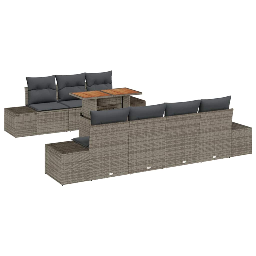 Tuin Eetset met kussen 8 pcs Grijs en Bruin is nu te koop bij PeponiXL, paradijselijk wonen!