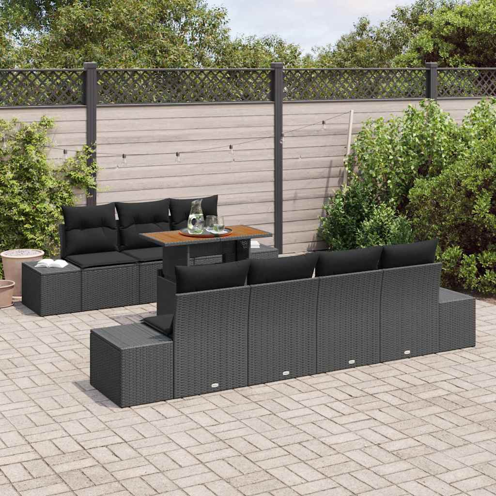Tuin Eetset met kussen 8 pcs Zwart en Bruin is nu te koop bij PeponiXL, paradijselijk wonen!
