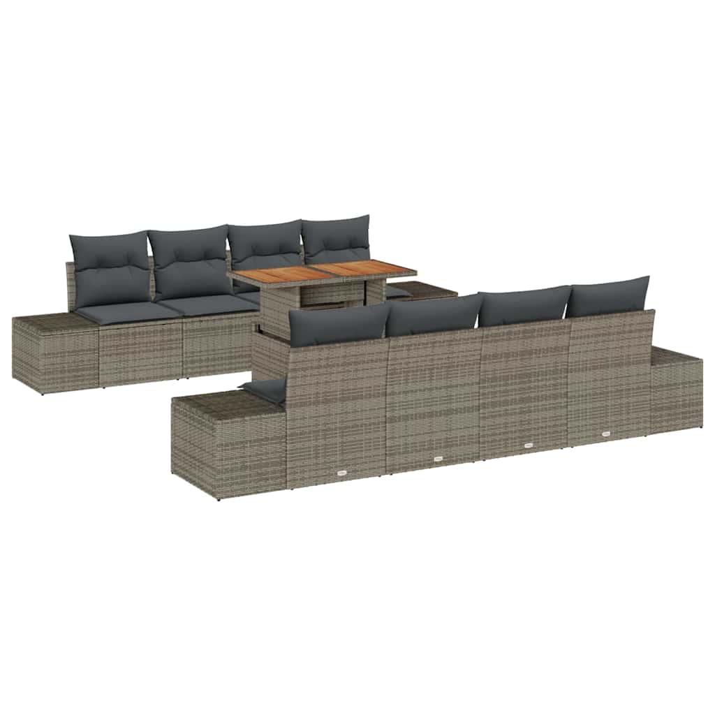 Tuin Eetset met kussen 9 pcs Grijs en Bruin is nu te koop bij PeponiXL, paradijselijk wonen!