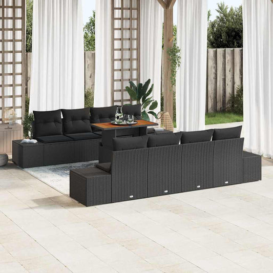 Tuin Eetset met kussen 9 pcs Zwart en Bruin is nu te koop bij PeponiXL, paradijselijk wonen!