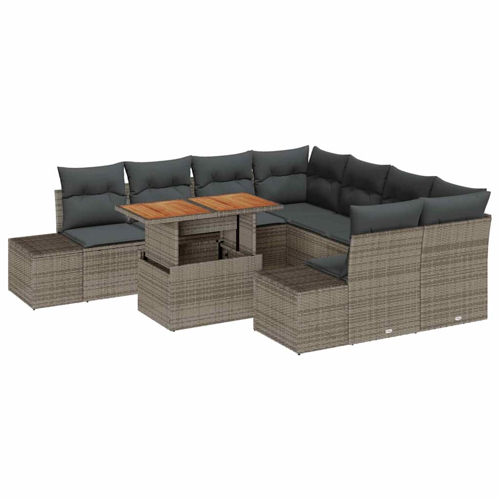 Tuin Eetset met kussen 9 pcs Grijs en Bruin is nu te koop bij PeponiXL, paradijselijk wonen!