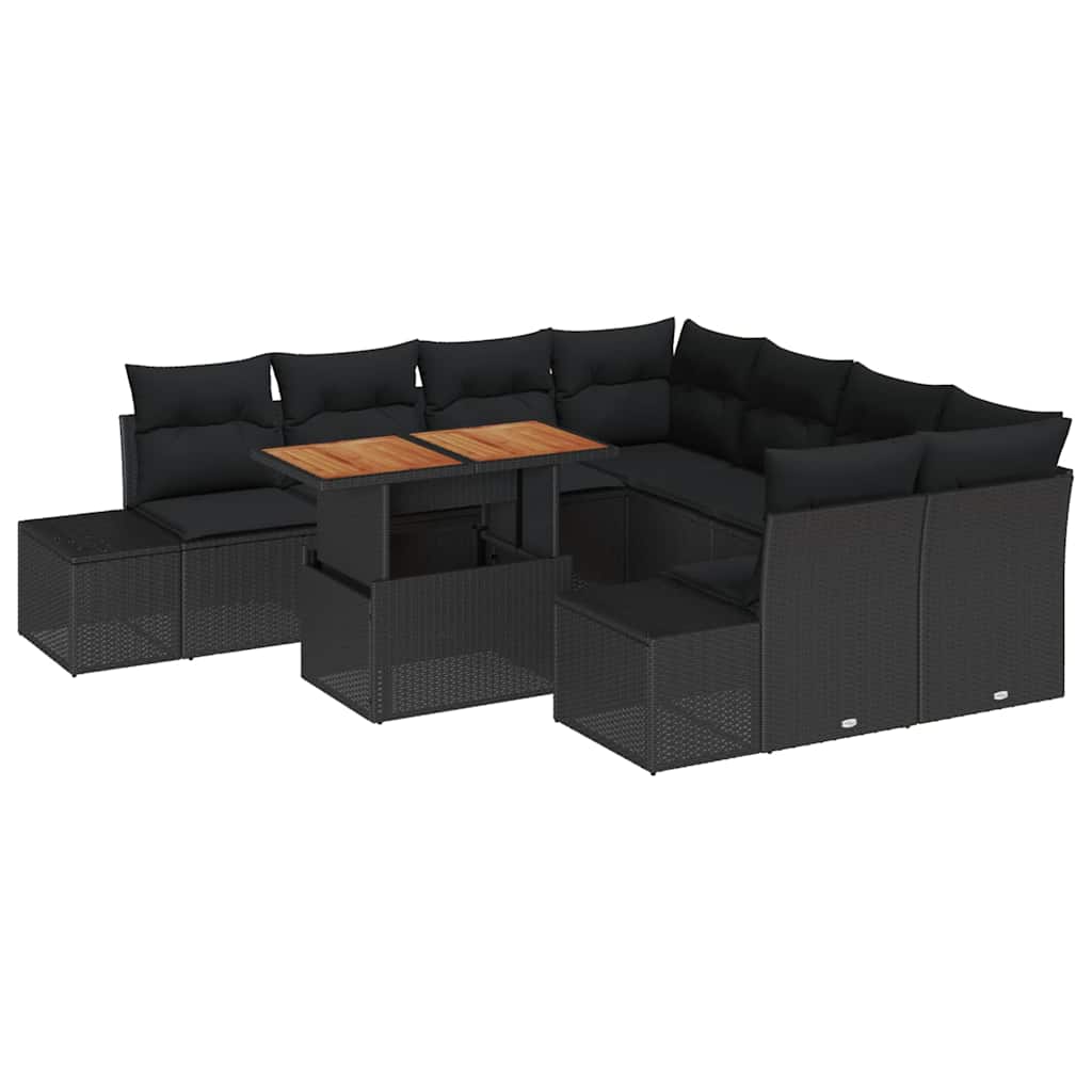 Tuin Eetset met kussen 9 pcs Zwart en Bruin is nu te koop bij PeponiXL, paradijselijk wonen!