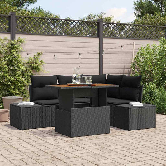 Tuin Sofa Set met kussen met kussen 5 pcs Zwart en Bruin is nu te koop bij PeponiXL, paradijselijk wonen!