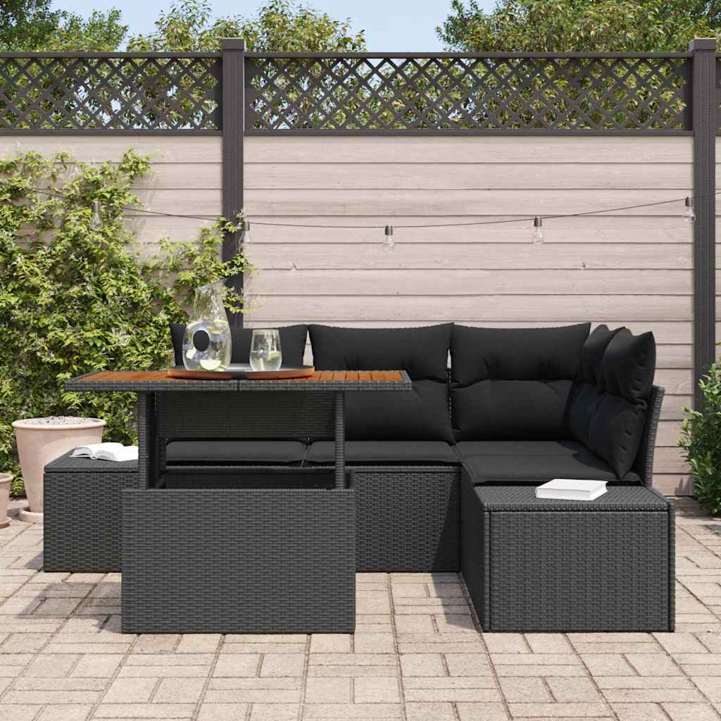 Tuin Sofa Set met kussen met kussen 5 pcs Zwart en Bruin is nu te koop bij PeponiXL, paradijselijk wonen!