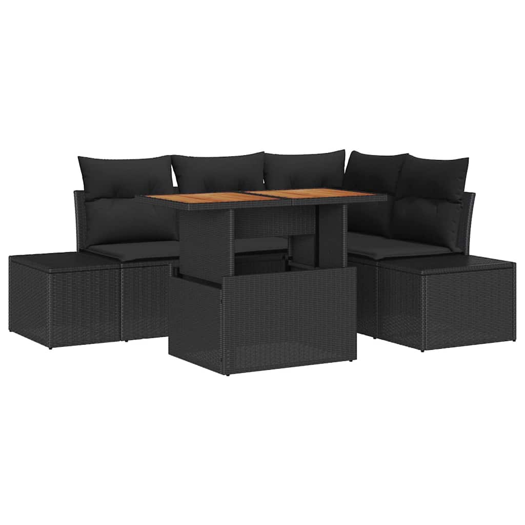 Tuin Sofa Set met kussen met kussen 5 pcs Zwart en Bruin is nu te koop bij PeponiXL, paradijselijk wonen!