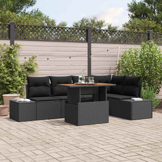Tuin Eetset met kussen 6 pcs Zwart en Bruin is nu te koop bij PeponiXL, paradijselijk wonen!