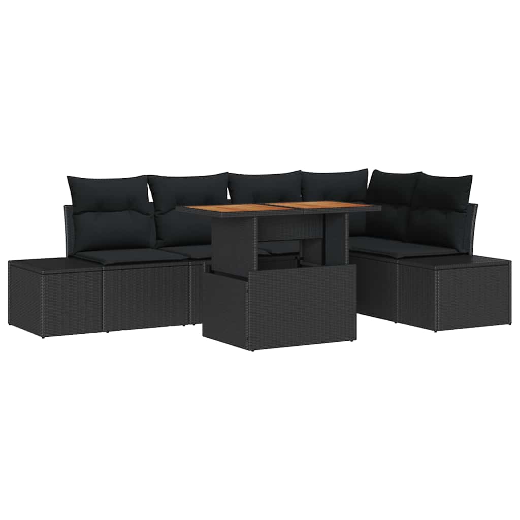 Tuin Eetset met kussen 6 pcs Zwart en Bruin is nu te koop bij PeponiXL, paradijselijk wonen!