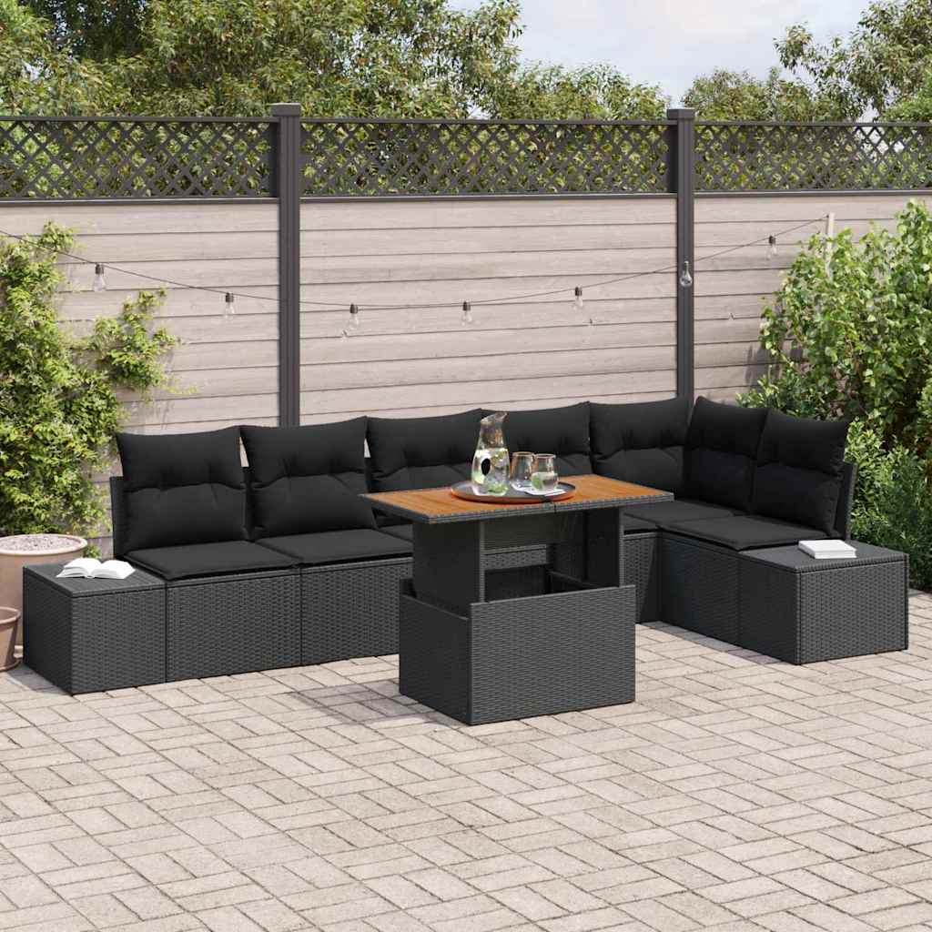 Tuin Eetset met kussen 7 pcs Zwart en Bruin is nu te koop bij PeponiXL, paradijselijk wonen!