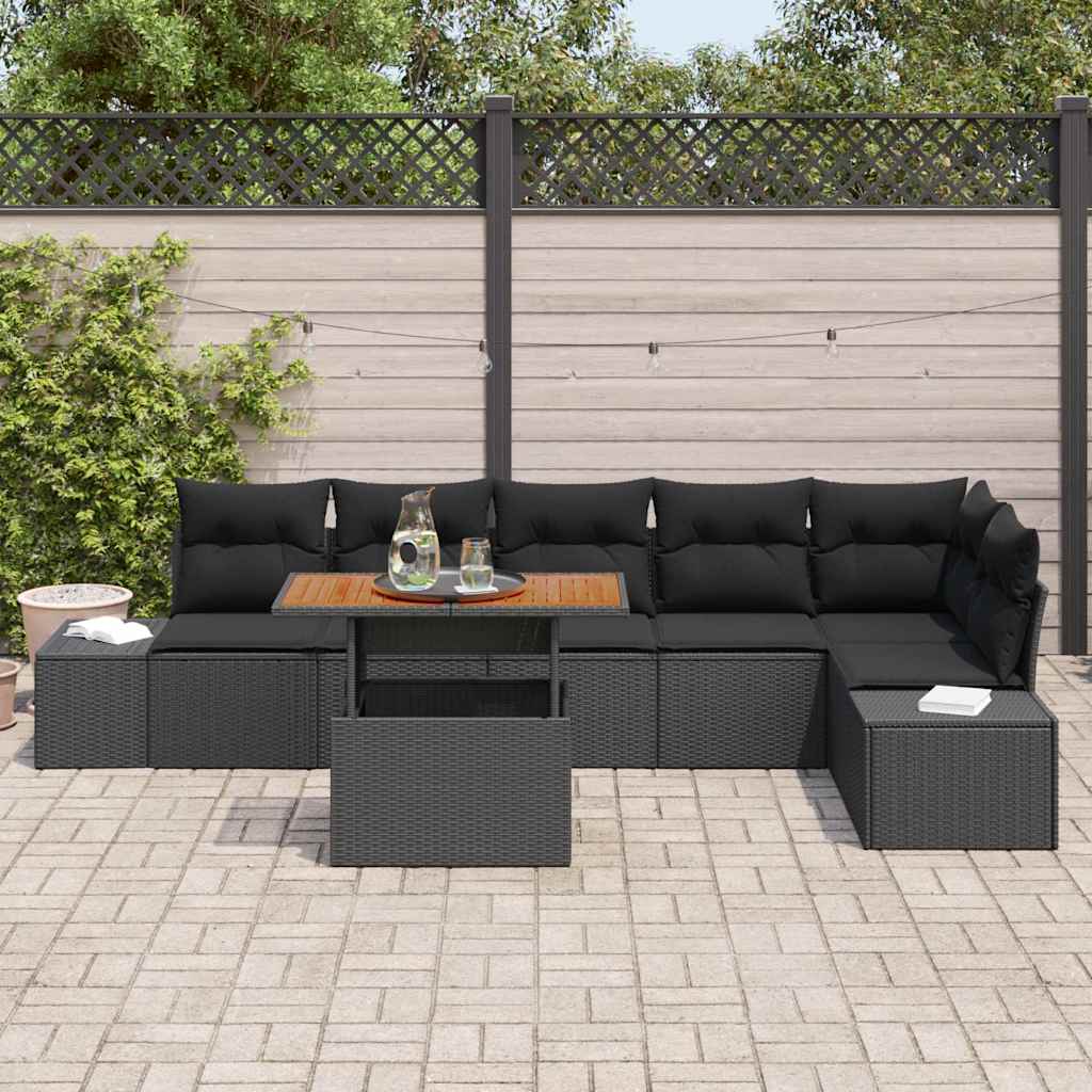 Tuin Eetset met kussen 7 pcs Zwart en Bruin is nu te koop bij PeponiXL, paradijselijk wonen!