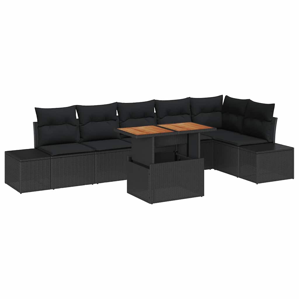 Tuin Eetset met kussen 7 pcs Zwart en Bruin is nu te koop bij PeponiXL, paradijselijk wonen!