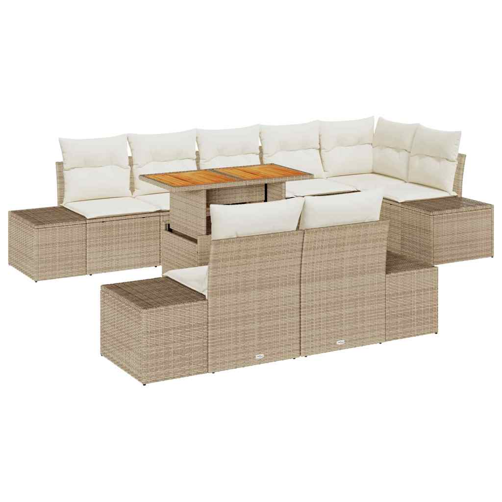 Tuin Eetset met kussen 9 pcs Beige en Crème is nu te koop bij PeponiXL, paradijselijk wonen!