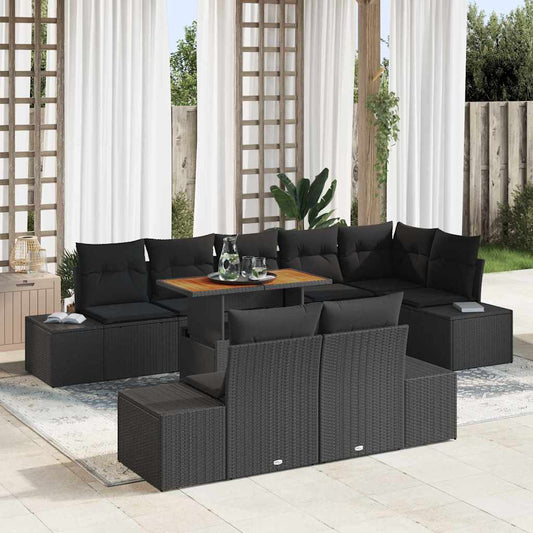 Tuin Eetset met kussen 9 pcs Zwart en Bruin is nu te koop bij PeponiXL, paradijselijk wonen!