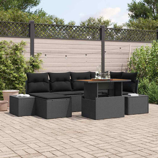 Tuin Eetset met kussen 7 pcs Zwart en Bruin is nu te koop bij PeponiXL, paradijselijk wonen!