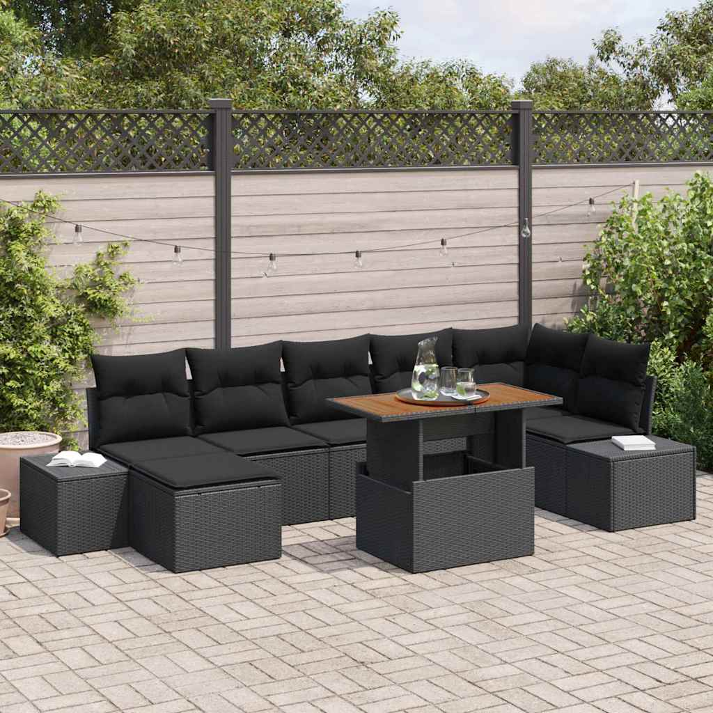 Tuin Sofa Set met kussen 8 pcs Zwart en Bruin is nu te koop bij PeponiXL, paradijselijk wonen!