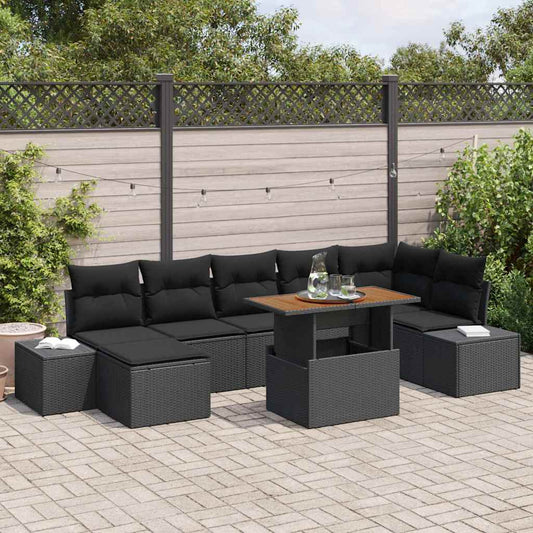 Tuin Sofa Set met kussen 8 pcs Zwart en Bruin is nu te koop bij PeponiXL, paradijselijk wonen!