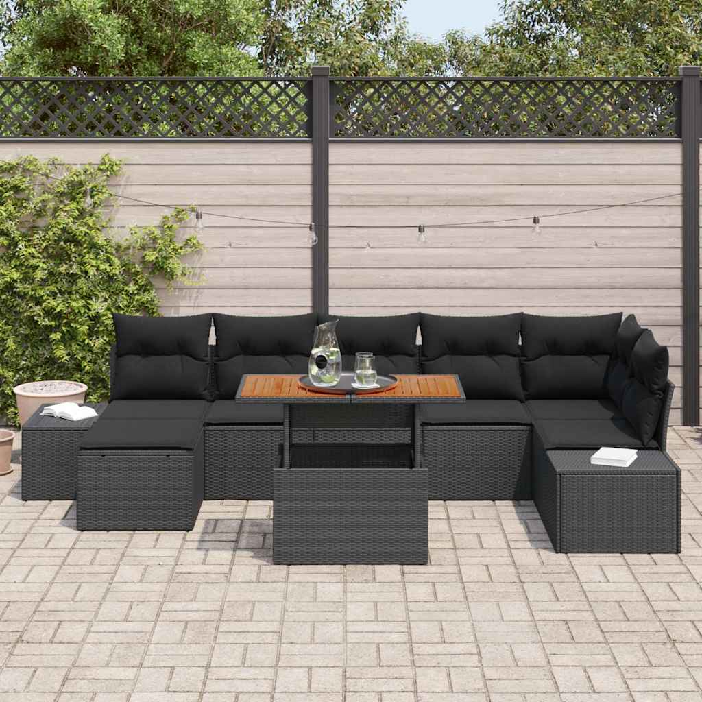 Tuin Sofa Set met kussen 8 pcs Zwart en Bruin is nu te koop bij PeponiXL, paradijselijk wonen!