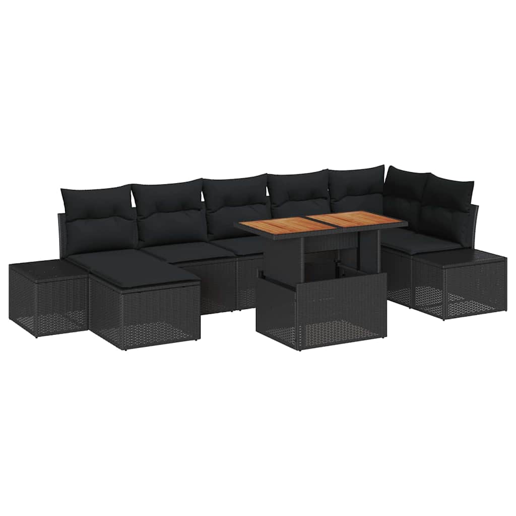Tuin Sofa Set met kussen 8 pcs Zwart en Bruin is nu te koop bij PeponiXL, paradijselijk wonen!