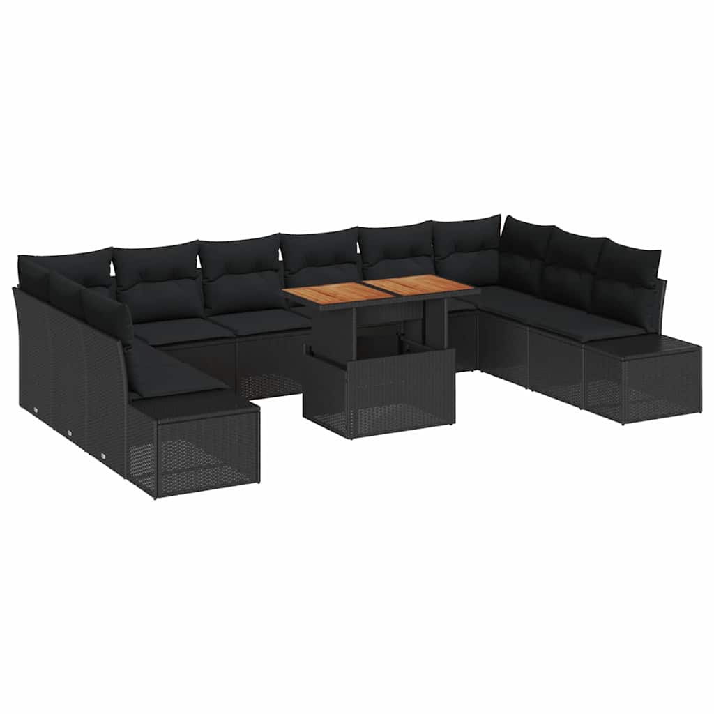 Tuin Sofa Set met kussen met kussen 11 pcs Zwart en Bruin is nu te koop bij PeponiXL, paradijselijk wonen!