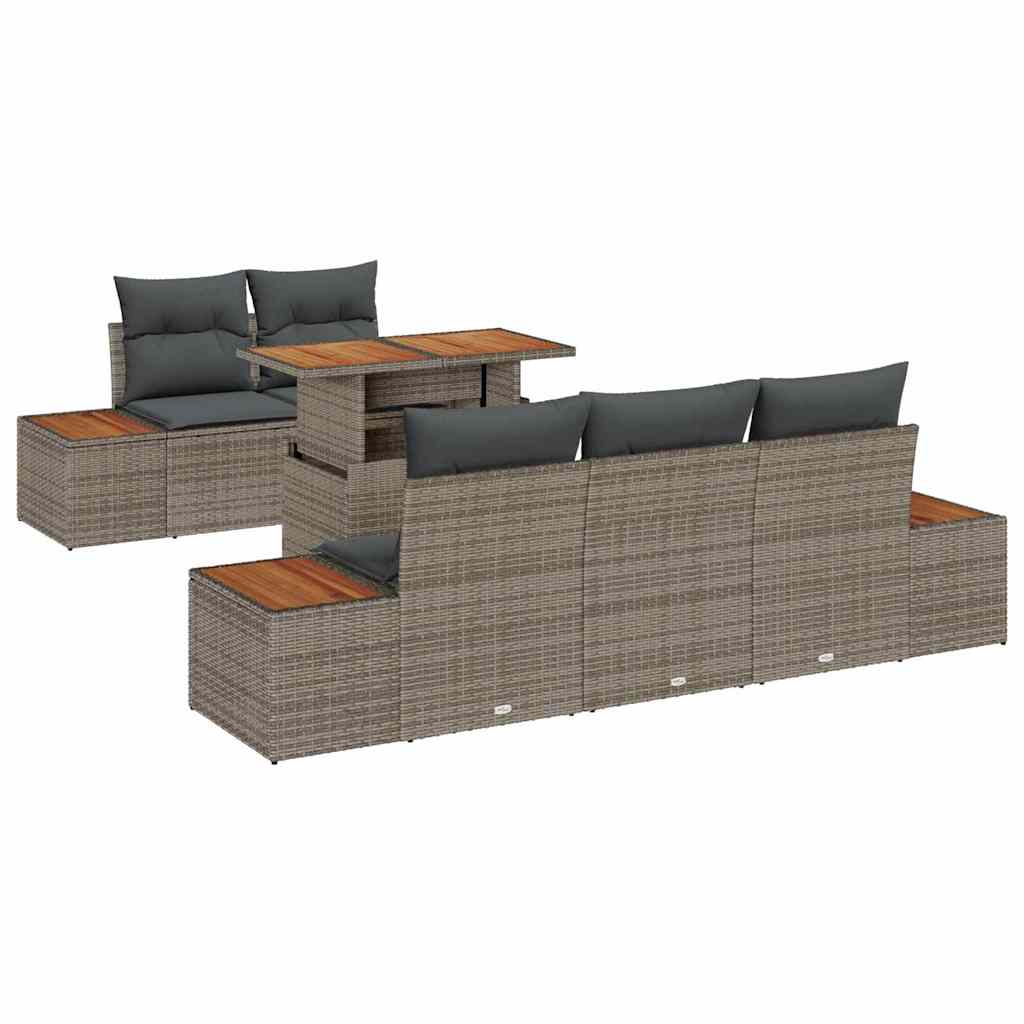 Tuin Eetset met kussen 6 pcs Grijs en Bruin is nu te koop bij PeponiXL, paradijselijk wonen!