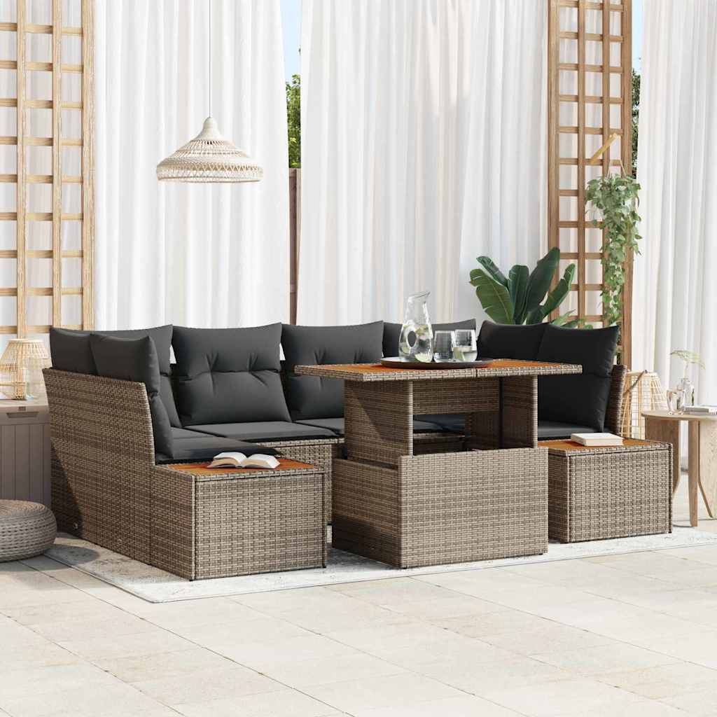 Tuin Eetset met kussen 9 pcs Grijs en Bruin is nu te koop bij PeponiXL, paradijselijk wonen!