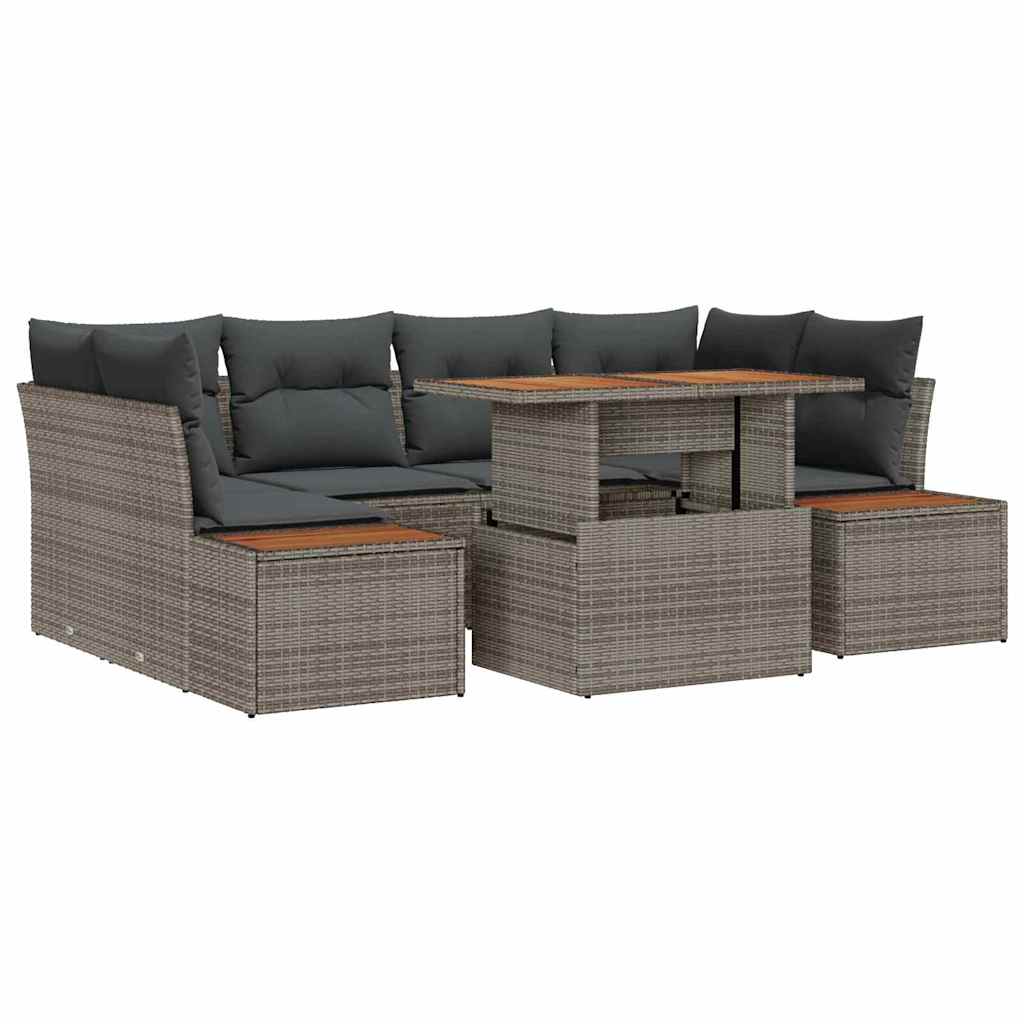 Tuin Eetset met kussen 9 pcs Grijs en Bruin is nu te koop bij PeponiXL, paradijselijk wonen!