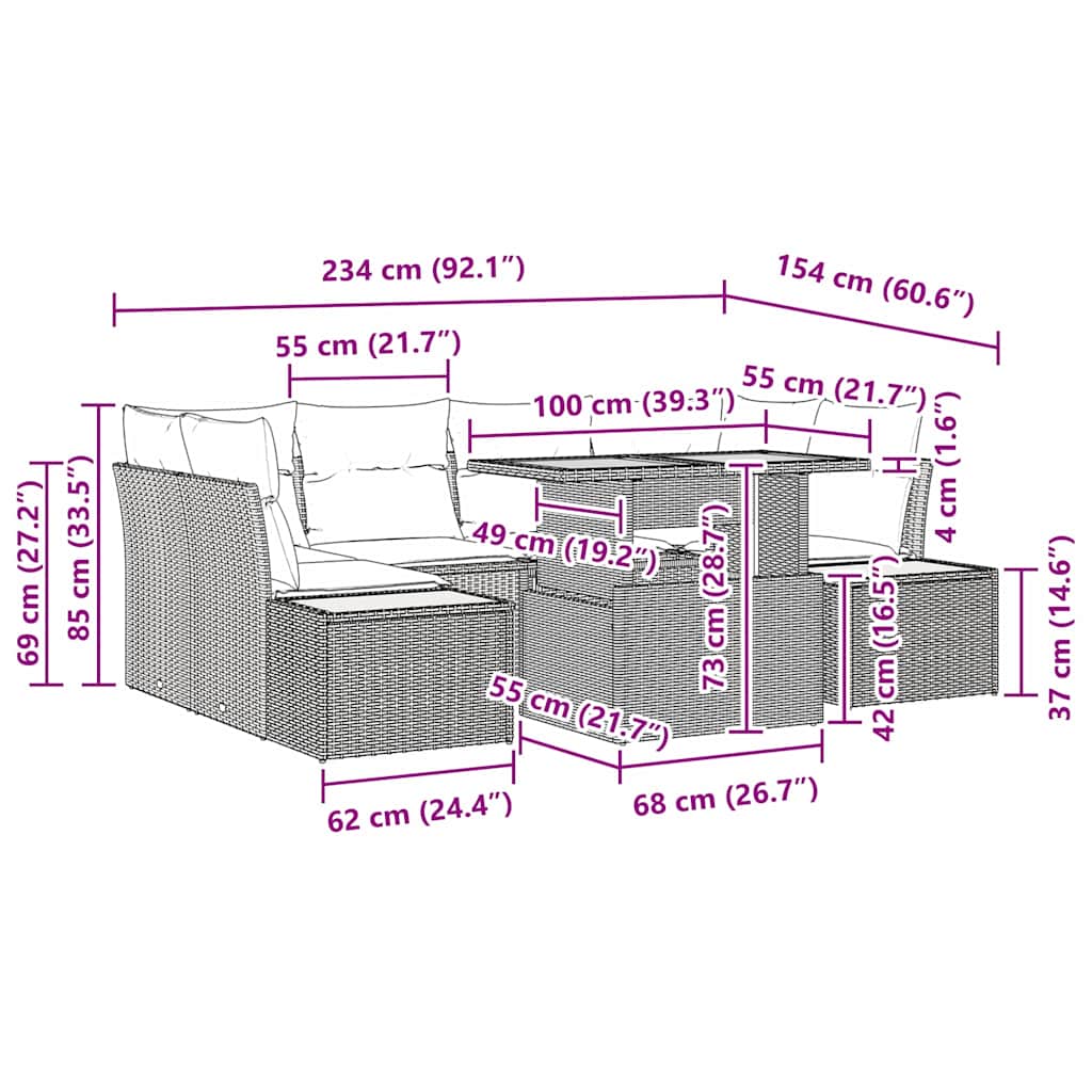 Tuin Eetset met kussen 9 pcs Beige en Grijs is nu te koop bij PeponiXL, paradijselijk wonen!