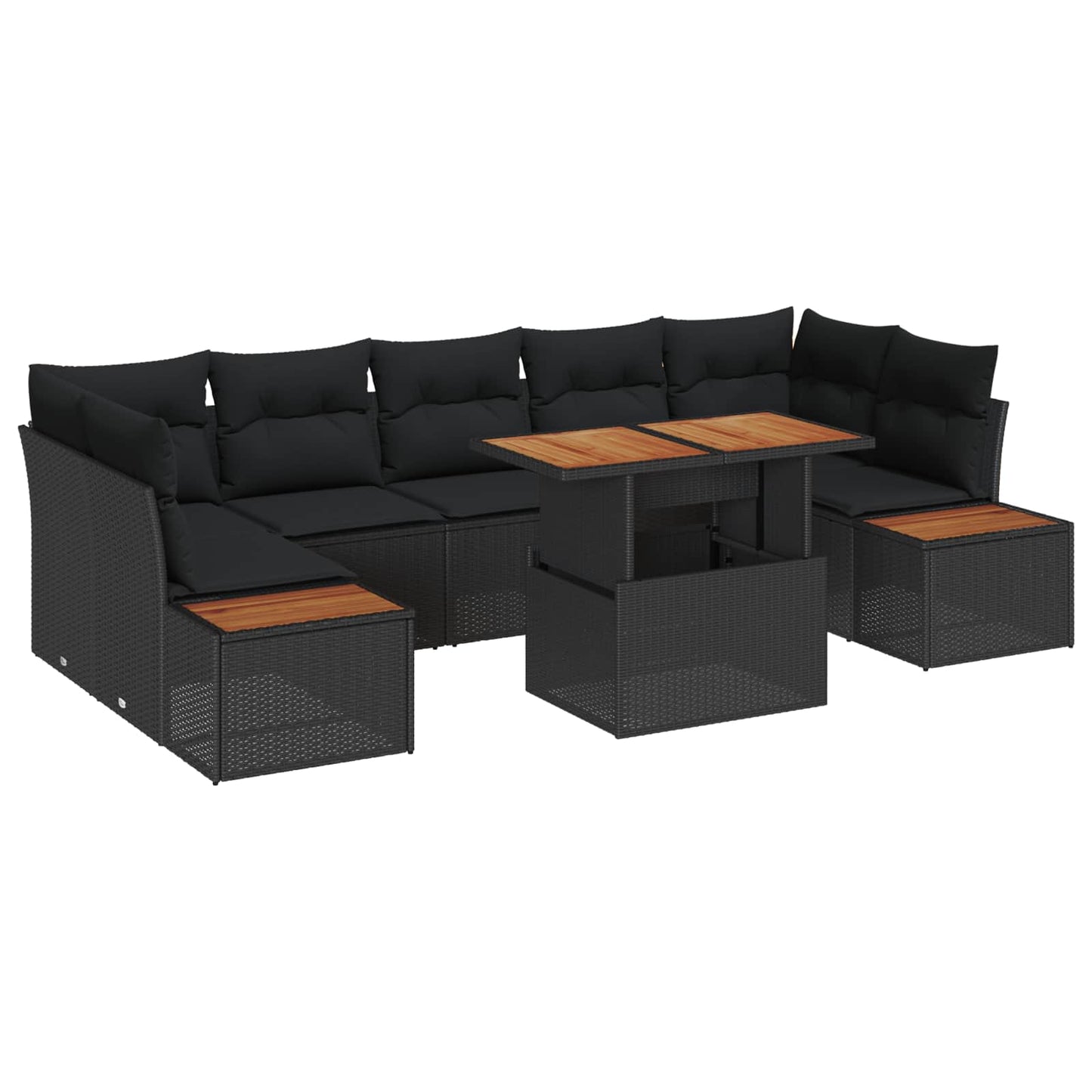 Tuin Eetset met kussen 8 pcs Zwart en Bruin is nu te koop bij PeponiXL, paradijselijk wonen!