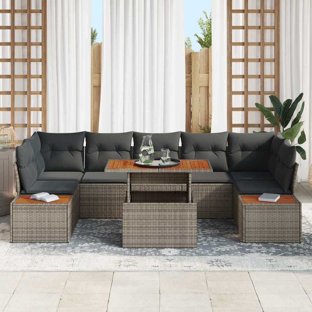Tuin Eetset met kussen 8 pcs Grijs en Bruin is nu te koop bij PeponiXL, paradijselijk wonen!