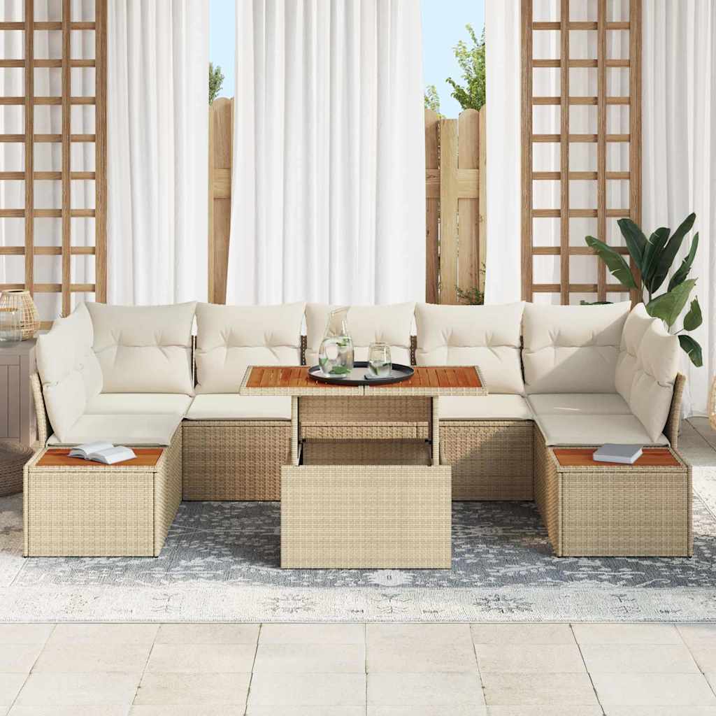 Tuin Eetset met kussen 8 pcs Beige en Crème is nu te koop bij PeponiXL, paradijselijk wonen!