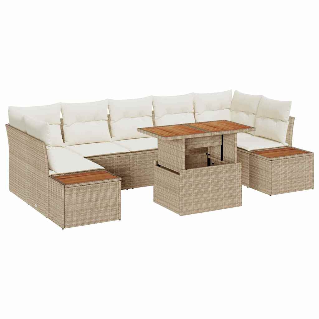 Tuin Eetset met kussen 8 pcs Beige en Crème is nu te koop bij PeponiXL, paradijselijk wonen!
