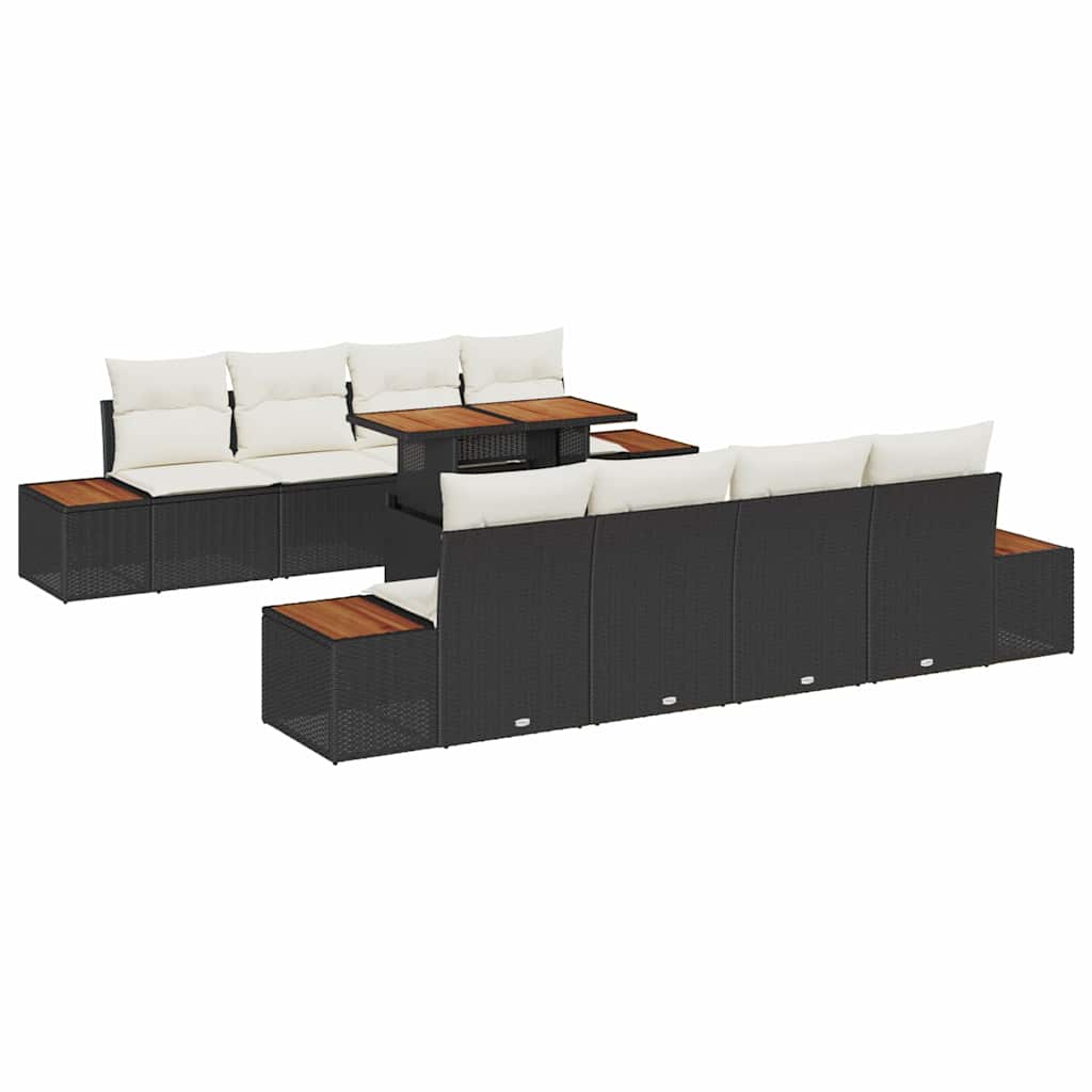 Tuin Eetset met kussen 9 pcs Zwart en Beige is nu te koop bij PeponiXL, paradijselijk wonen!