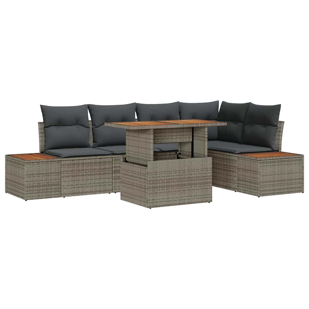 Tuin Eetset met kussen 6 pcs Grijs en Bruin is nu te koop bij PeponiXL, paradijselijk wonen!