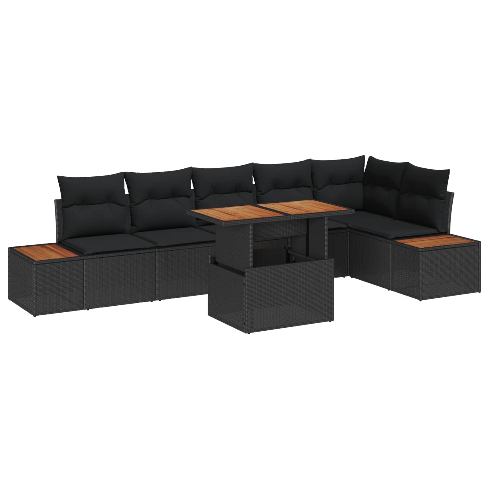 Tuin Eetset met kussen 7 pcs Zwart en Bruin is nu te koop bij PeponiXL, paradijselijk wonen!