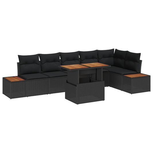 Tuin Eetset met kussen 7 pcs Zwart en Bruin is nu te koop bij PeponiXL, paradijselijk wonen!