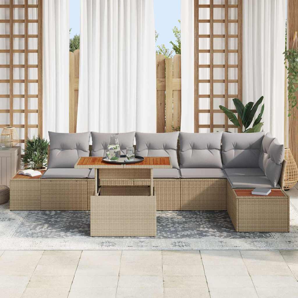Tuin Eetset met kussen 7 pcs Beige en Grijs is nu te koop bij PeponiXL, paradijselijk wonen!